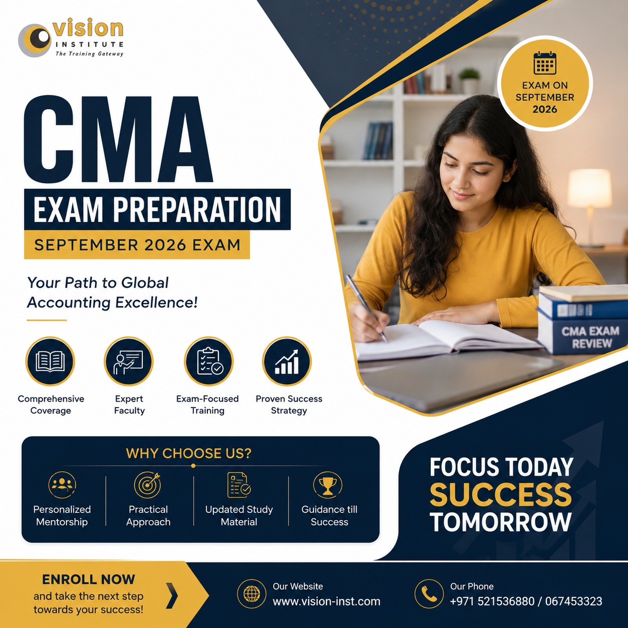 Prepare for the September 2026 CMA exam with structured, exam-focused training at Vision Institute, Ajman.