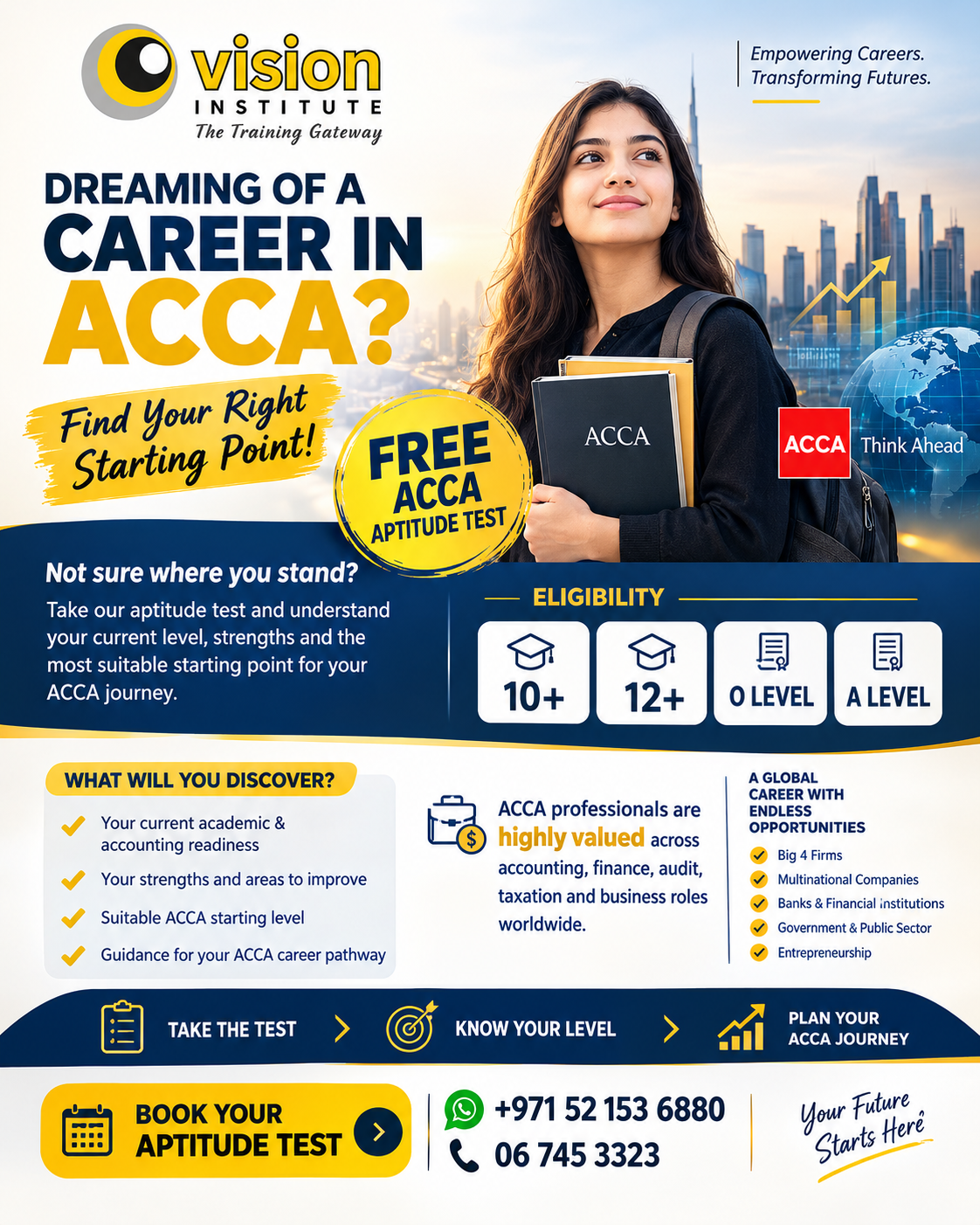 Book a free ACCA aptitude test at Vision Institute in Ajman and plan your starting level.